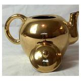 Bram MCM Gold Lustre Tea Set - 6 saucers & cups, Teapot, Cream & Sugar Dishes