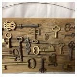 Collection of Antique Skeleton Keys - Displayed on Barn Wood