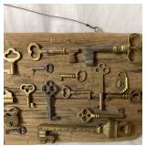 Collection of Antique Skeleton Keys - Displayed on Barn Wood
