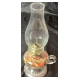 Vintage Chamber Kerosene Lamp with Glass Chimney and Vintage Curling Iron