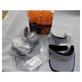 6 Pickle Balls and 4 Visors...