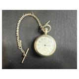 Antique Waltham D.C. Bartlett 17 Jewels Pocket Watch with Chain and Key - untested
