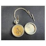 Antique Waltham D.C. Bartlett 17 Jewels Pocket Watch with Chain and Key - untested