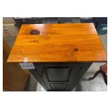 Wood Cabinet with Black Finish and Three Shelves, 48x22x13 Inches