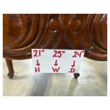 Wood and Glass Accent Table with Carved Details