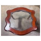 Wood and Glass Accent Table with Carved Details