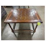 Wooden Coffee Table with Honeycomb Pattern Top 28x22x16 Inches