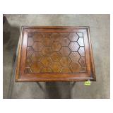 Wooden Coffee Table with Honeycomb Pattern Top 28x22x16 Inches
