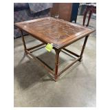 Wooden Coffee Table with Honeycomb Pattern Top 28x22x16 Inches