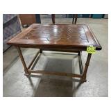 Wooden Coffee Table with Honeycomb Pattern Top 28x22x16 Inches