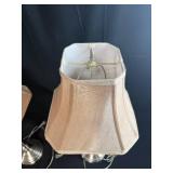 Pair of Brushed Nickel Table Lamps with Fabric Shades, 24 Inch