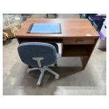 Wooden Office Desk with Drawer and Adjustable Rolling Chair