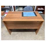 Wooden Office Desk with Drawer and Adjustable Rolling Chair
