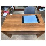 Wooden Office Desk with Drawer and Adjustable Rolling Chair