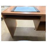 Wooden Office Desk with Drawer and Adjustable Rolling Chair