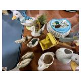 Collection of Duck and Swan Figurines, Planters, and Decorative Items