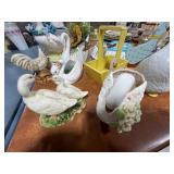 Collection of Duck and Swan Figurines, Planters, and Decorative Items