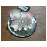 Collection of Pig Figurines and Collectibles Inc Glass Figurine w Orig Box & 22K Gold Noted on Label