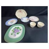 Assorted Vintage Decorative Plates and Bowls with Floral Patterns & Royal National Brotherhood Plate w 22K Gold Trim