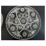 Set of 4 Pressed Glass Serving Bowls and Platters with Star Cut Patterns & 1 Faux Banana