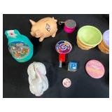 Collection of Vintage Toys and Novelty Items including Spider-Man Decoder Card