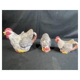 UNIQUE! VTG Wilton Court Taiwan Chicken Themed Ceramic Coffee/Tea or Gravy w Sugar and Creamer Set