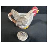 UNIQUE! VTG Wilton Court Taiwan Chicken Themed Ceramic Coffee/Tea or Gravy w Sugar and Creamer Set