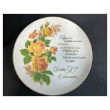 Vintage Collection: Porcelain 50th Anniversary Plate, Decorative Teapot, Milk Can Crock, Crystal Lidded Dish