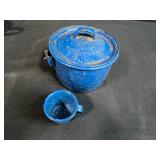 Assorted Teapot and Enamelware Lot - Copper Kettle, Ceramic Teapots, Blue Enamel Pot and Cup