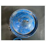 Assorted Teapot and Enamelware Lot - Copper Kettle, Ceramic Teapots, Blue Enamel Pot and Cup