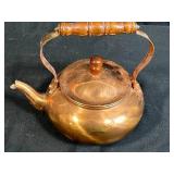 Assorted Teapot and Enamelware Lot - Copper Kettle, Ceramic Teapots, Blue Enamel Pot and Cup