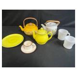 Vintage Tea Set with 3 Teapots, 2 Mugs, Saucers (one Tracy Porter for ZRIKE), and Cup