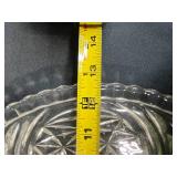 Vintage Glassware Collection with Pressed and Opalescent Bowls, Plates, and Covered Dish