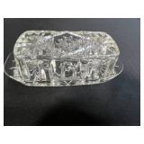 Vintage Glassware Collection with Pressed and Opalescent Bowls, Plates, and Covered Dish