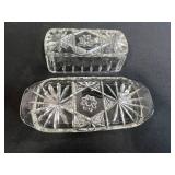 Vintage Glassware Collection with Pressed and Opalescent Bowls, Plates, and Covered Dish