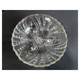Vintage Glassware Collection with Pressed and Opalescent Bowls, Plates, and Covered Dish