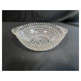 Vintage Glassware Collection with Pressed and Opalescent Bowls, Plates, and Covered Dish