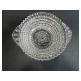 Vintage Glassware Collection with Pressed and Opalescent Bowls, Plates, and Covered Dish