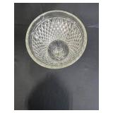 Vintage Glassware Collection with Pressed and Opalescent Bowls, Plates, and Covered Dish