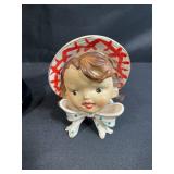 Vintage Canby Rendering Service Sign, Enesco Japan Girl Head Vase, Novelty Phone Bottle