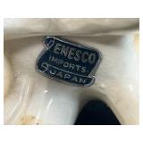 Vintage Canby Rendering Service Sign, Enesco Japan Girl Head Vase, Novelty Phone Bottle