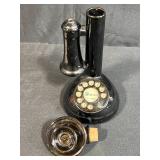 Vintage Canby Rendering Service Sign, Enesco Japan Girl Head Vase, Novelty Phone Bottle