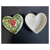 Vintage Glassware and Ceramic Heart Trinket Box Collection