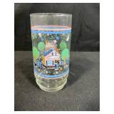 Set of Vintage Decorative Drinking Glasses with Floral, Goose, and Cottage Designs