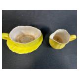 Vintage Lemon Federalist Ironstone Set and Pressed Glass Candy Dishes