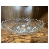 Vintage Pressed Glass Serving Set with Lidded Candy Dish, Bowl, and Small Vases