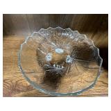 Vintage Pressed Glass Serving Set with Lidded Candy Dish, Bowl, and Small Vases