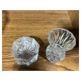 Vintage Pressed Glass Serving Set with Lidded Candy Dish, Bowl, and Small Vases