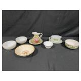 Assorted Vintage and Decorative Bowls, Creamer, and Porcelain Pitcher Set