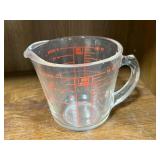 Set of Vintage Kitchenware Items - White Pedestal Bowl, Glass Measuring Cup, and Japan Pottery Pitcher